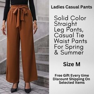 Tarracotta Straight Leg Pants with High Waist and Relaxed Fit